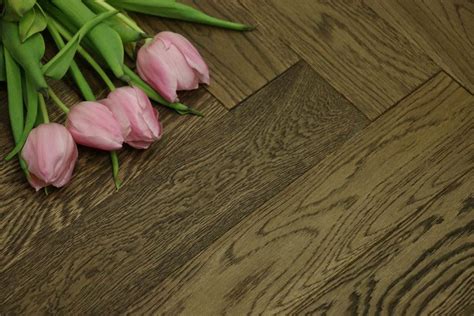 Prime Engineered Flooring Oak Herringbone Smoked Brushed UV Oiled 15/3mm By 90mm By 600mm