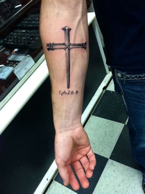 Recent tattoo 2015. Jesus cross nails tattoo Eph. 2:8-9 | Cross tattoo for men, Cross tattoo ...