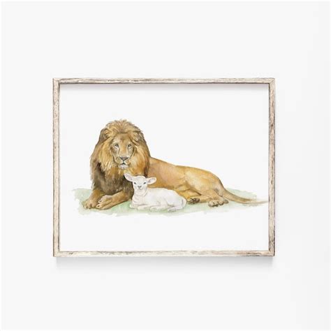 Lion and Lamb Watercolor Painting Giclee Print Reproduction - Etsy