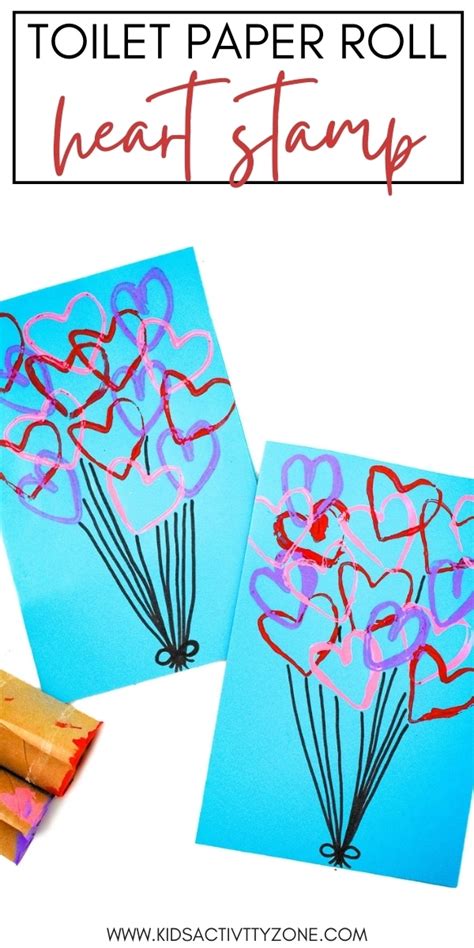 Toilet Paper Roll Heart Stamp {Heart Balloon Card} - Kids Activity Zone