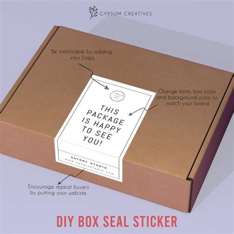 Editable Minimalist Box Seal Sticker Template | Packaging Box Label Sticker | Printable Box Seal ...