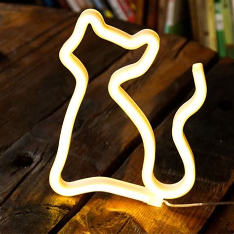 Wall Decor Home Bedroom Cat Shaped Kids Room Wedding PC Party Low Voltage Table Atmosphere Lamp ...