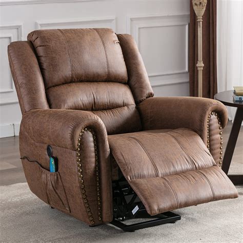 CANMOV Leather Recliner Chair, Classic And Traditional Manual Recliner ...