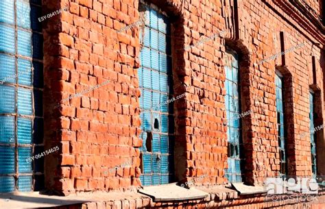 Windows broken old glass bricks in the wall. Fragment of a building of bricks, Stock Photo ...