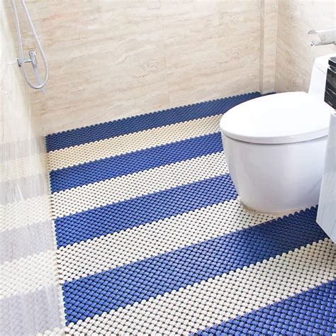 Mosaic bathroom floor mats non slip toilet mat impermeable pad shower ...