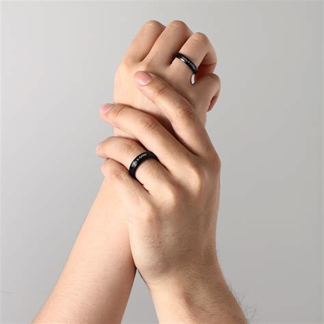 Personalized Black Couple Rings with Customized Engraving – CoupleGifts.com