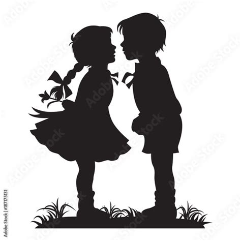 Silhouette of kids kissing, Vector - Buy this stock vector and explore similar vectors at Adobe ...