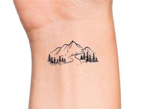 Mountain Forest Temporary Tattoo / Mountain Trees Tattoo / - Etsy Canada