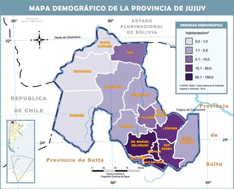 Demographic map of the Province of Jujuy | Gifex