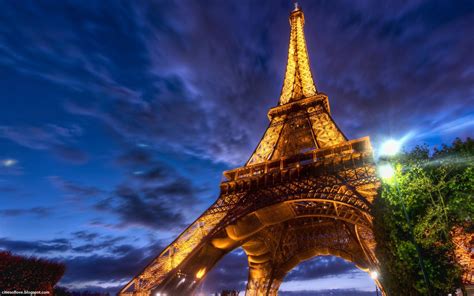 Paris Eiffel Tower At Night The Beautiful French Iron Lady France Hd Desktop Wallpaper Image ...