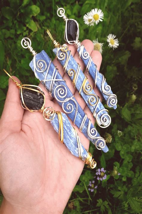 Wire Wrapped Blue Kyanite Pendants These are all AA Grade blue kyanite crystals some featuring a ...