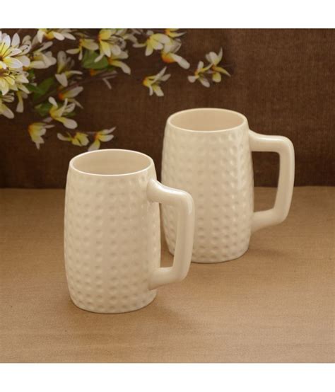 Stoneware Coffee Mugs India : Inhomez Cream Stoneware Decal Coffee Mug - Set Of 4: Buy ... : Cod ...