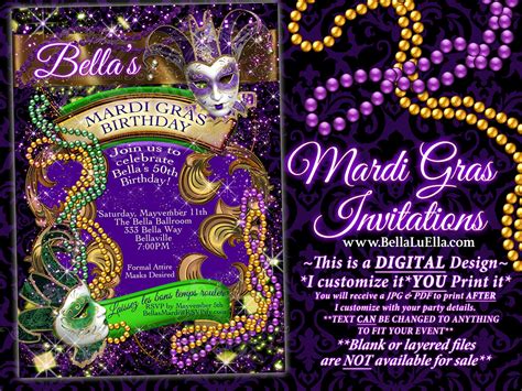 Mardi Gras Party Party Invitations Masquerade Invitations | Etsy | Mardi gras party, Masquerade ...