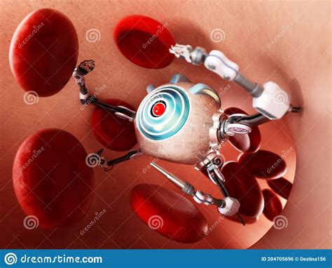 Medical Nano Robot Inside Human Vein. 3D Illustration Stock ...