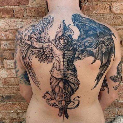 Angel and demon | Demon tattoo, Back tattoos for guys, Warrior tattoos