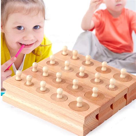 Montessori Educational Wooden toys Puzzle Cylinder Socket Toy Baby ...