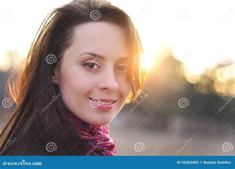 Image of a Face Beautiful Female Model in a Colorful Cotton Scarf ...