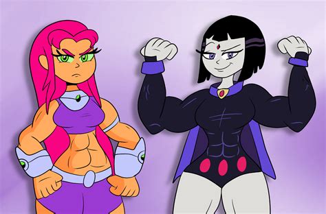 Starfire and Raven Muscles by SB99stuff on DeviantArt