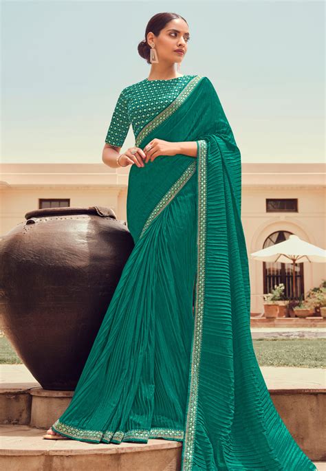 Silk Saree with blouse in Sea green colour 4902