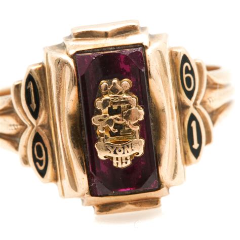 Vintage Herff Jones 10K Yellow Gold Ruby Class Ring | EBTH