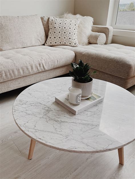 Modern marble coffee table by Article #minimalisthome White Round Coffee Table, Oak Coffee Table ...