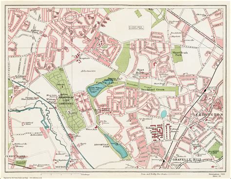 An old map of the Erdington (west) area, Birmingham in 1939 as an instant download and large ...