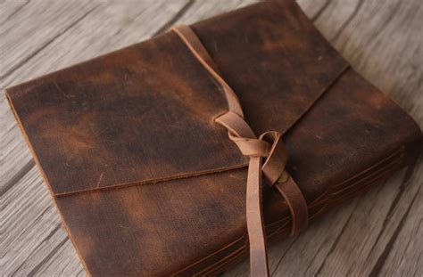 Handmade rustic brown leather journal - FlixGifts