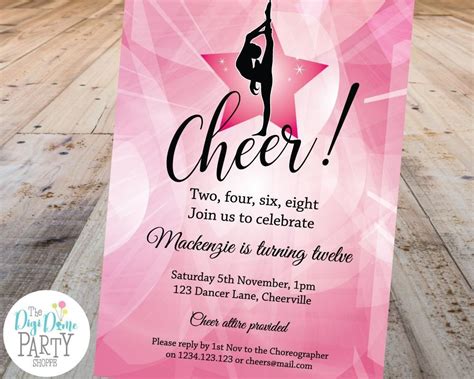 Cheerleader Party Invitation in 2020 | Printable invitations, Cheer birthday party, Cheer party