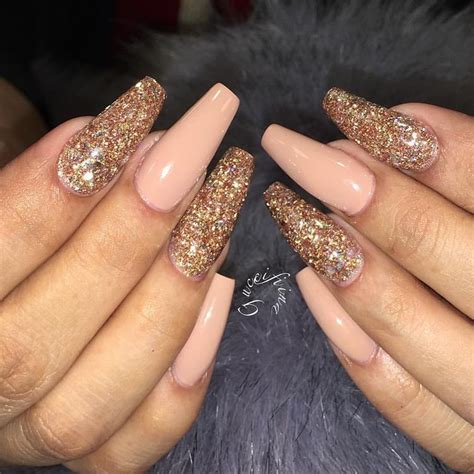 THEmeanestWITCH | Peach acrylic nails, Holiday acrylic nails, Gold nails