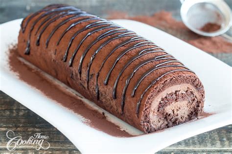 Chocolate Swiss Roll with Chocolate Mousse Filling