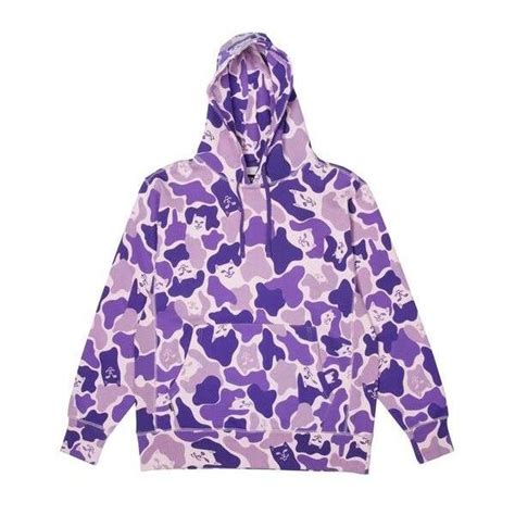 Nermal Camo Pullover Hoodie (Purple) RIPNDIP ($80) liked on Polyvore featuring tops, hoodies ...