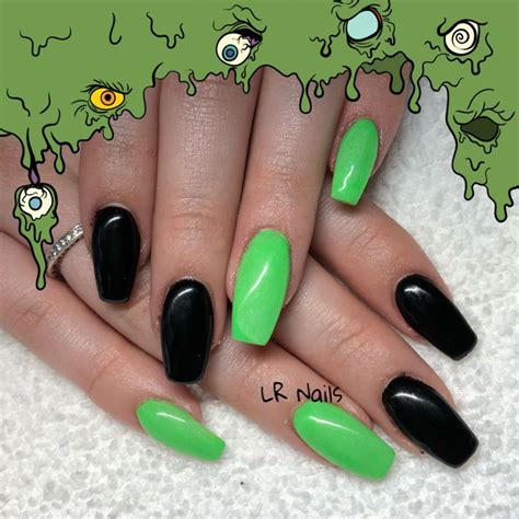 Pin on Nail design | Green acrylic nails, Neon green nails, Halloween ...