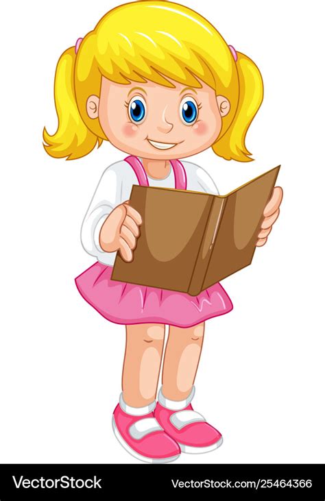 A girl reading book Royalty Free Vector Image - VectorStock