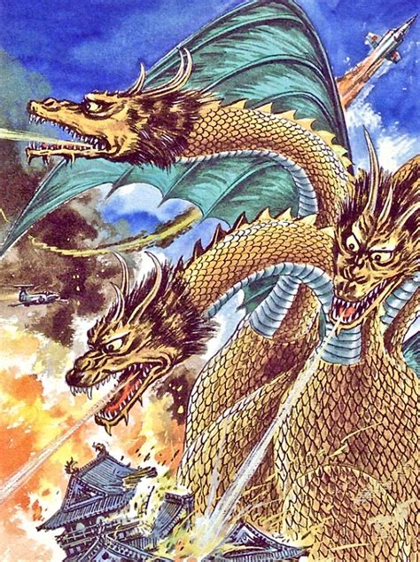 The attack of King Ghidorah | Kaiju art, Godzilla wallpaper, All godzilla monsters