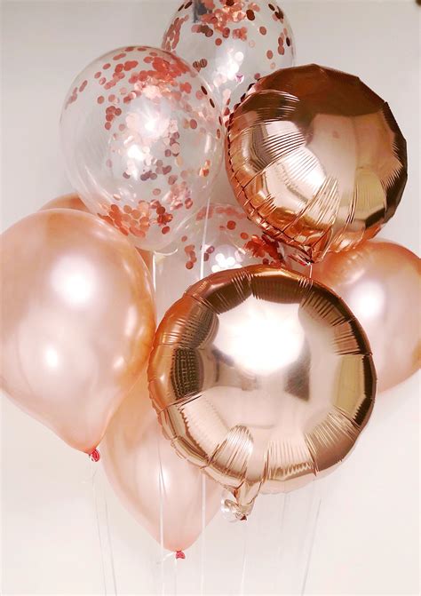 Rose Gold Balloons Rose Gold Balloon Bouquet Copper Balloons Confetti Balloons Rose Gold Party ...