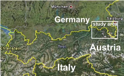 Location of the study area in the eastern Bavarian Alps (Data source ...