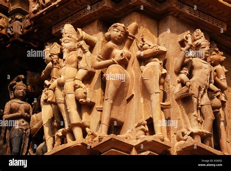 stone carvings at khajuraho temple india Stock Photo - Alamy