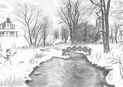 Snow Landscape Drawing at PaintingValley.com | Explore collection of Snow Landscape Drawing