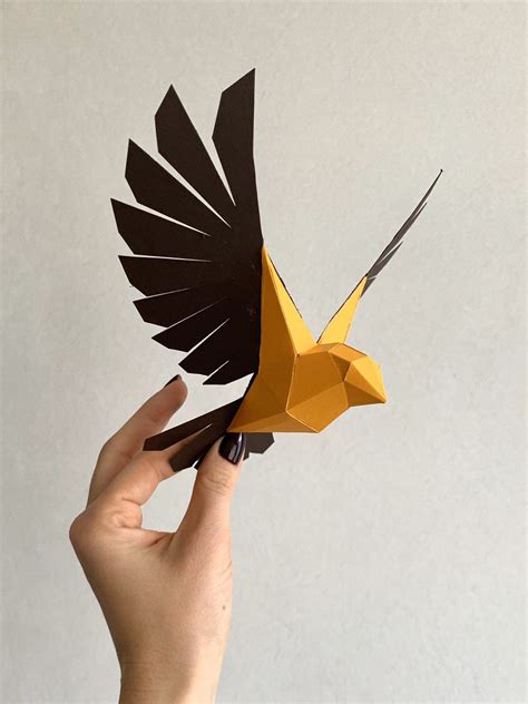 Sparrow Make Your Own Low Poly Bird on Fly, Geometric Bird, Paper Sculpture, Papercraft Bird, 3D ...