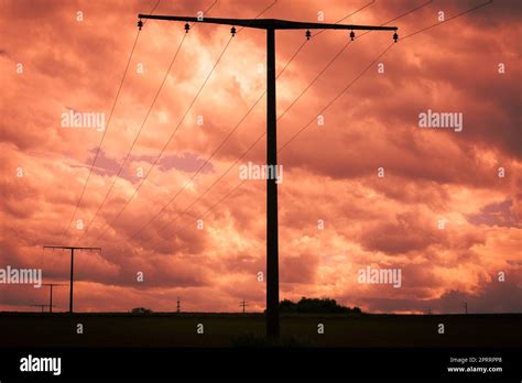 power pole in sunset Stock Photo - Alamy