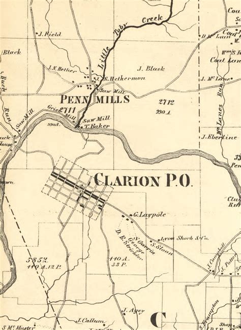 Clarion County Pennsylvania 1865 Old Wall Map with | Etsy