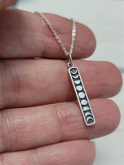 Moon Phase Necklace 925 Sterling Silver Vertical Moon Phases - Etsy