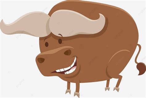 African Buffalo Comic Wild Animal Character Funny Flat Comics Vector ...