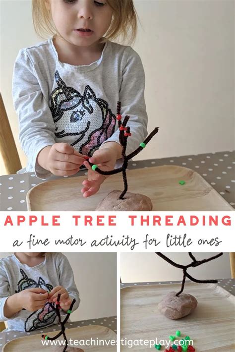 Apple Tree Threading | Teach Investigate Play in 2020 | Preschool apple activities, Autumn ...