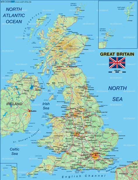 Map of Great Britain (United Kingdom) (Country) | Welt-Atlas.de