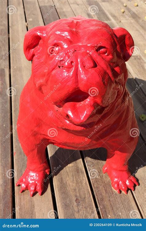 Big Red Bulldog Plaster Figure. Modern Home Decor. House Exterior Idea. Dog Model Molded from ...