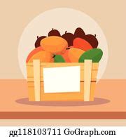 8 Fresh Mangoes Fruits In Wooden Crate Clip Art | Royalty Free - GoGraph