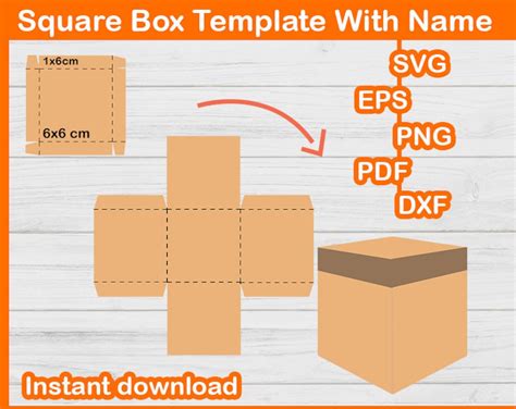 Make Your Custom Square Box Template SVG, Box Template With Name Svg ...