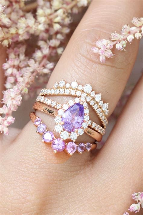 Purple Sapphire Bridal Rings Stack by La More Design | Purple sapphire ring, Purple engagement ...