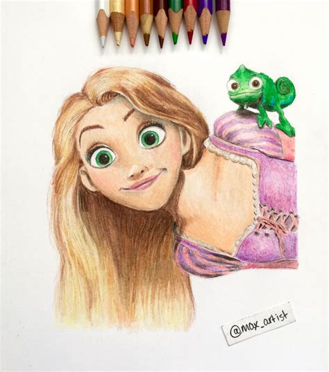 Rapunzel Disney Princess Drawing With Colour - kidsworksheetfun